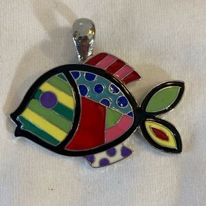 Fish Pendant Vibrant Enameled Multi Colored